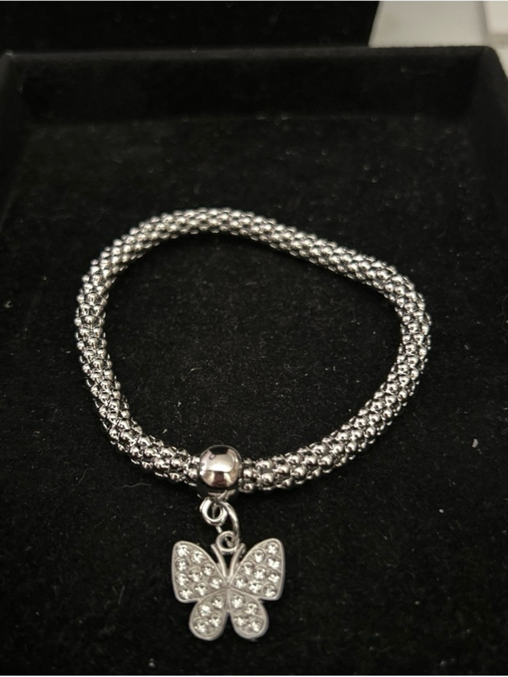 Silver color butterfly stretch bracelet